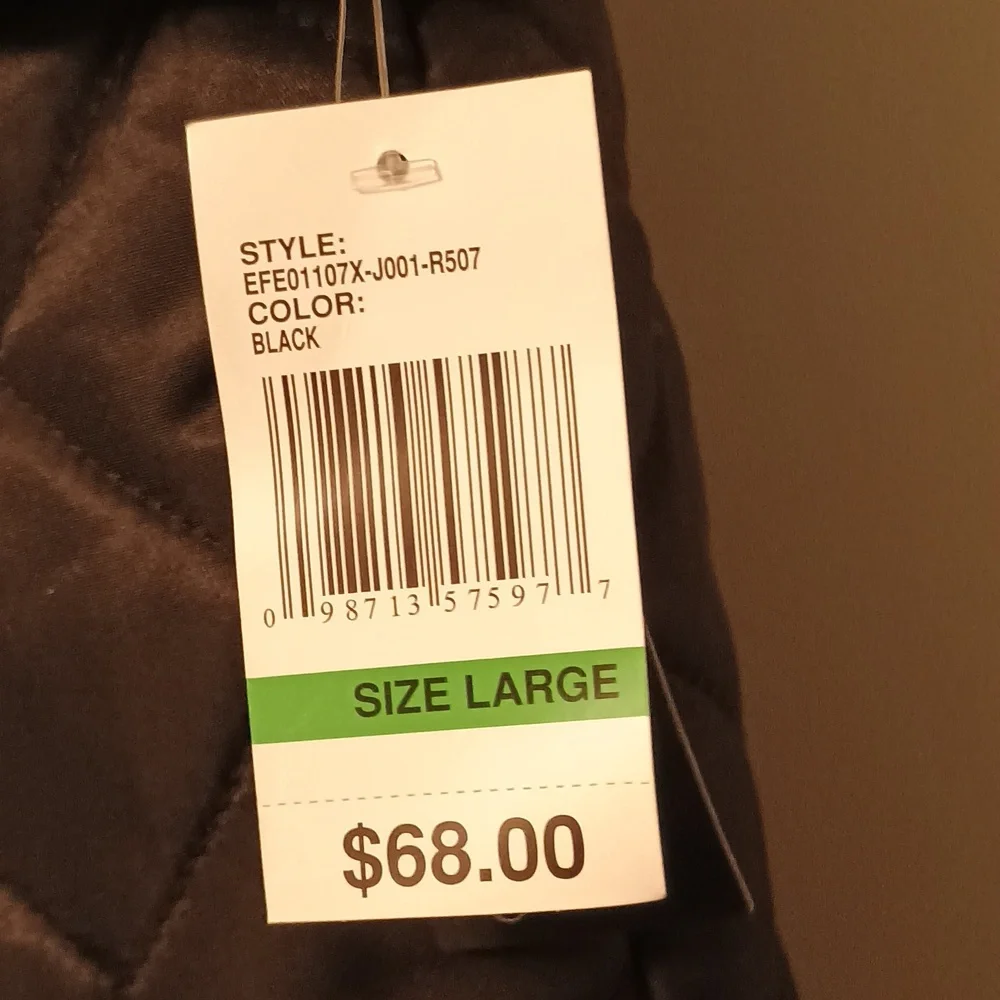 NWT Woman's Large Kensie Jeans Black Quilted Vest with Tan Faux Fur, Gold Zipper